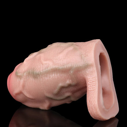 FAAK Silicone Penis Sleeve Ring Realistic Hollow Dildo Size S M Dildo Sheath Delay Ejaculating Cock Enlarger Sex Toys For Men