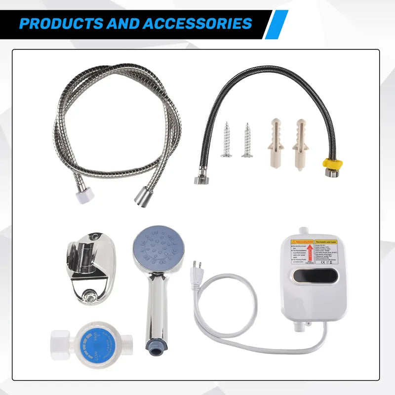 Electric Thankless Instant Hot Water Heater 3 Seconds Instant Heating 3500W Bathroom Faucet Tap Heating US Plug 110V