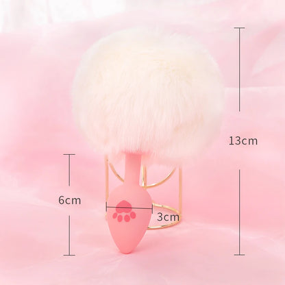 BLACKWOLF Cute Pink Silicone Anal Plug Soft Long Tail Butt Plug Adult Games Anal Beads Erotic Cosplay Sex Toys For Women