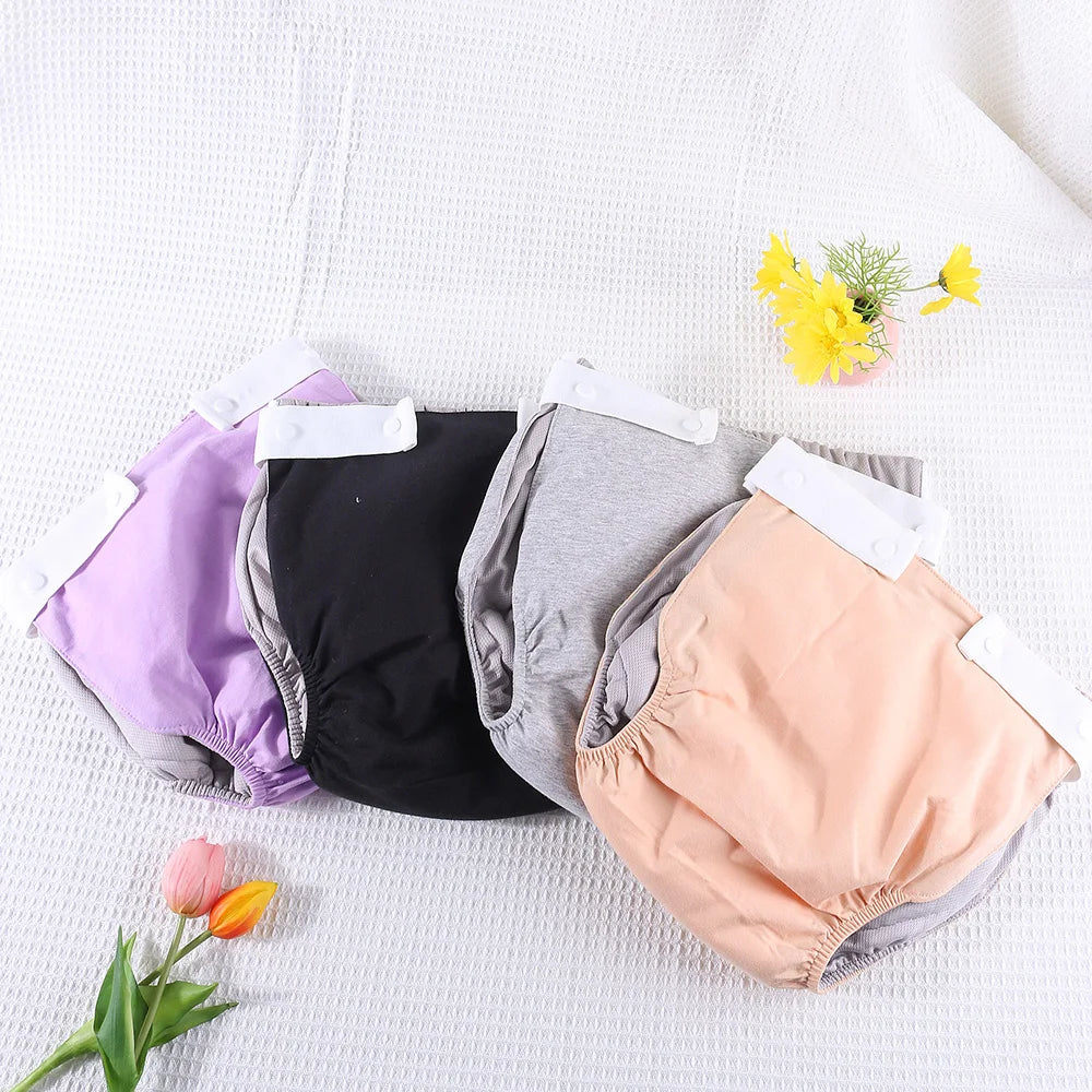 AIO Adjustable Easy To Wear Adult Diapers Washable Cotton Incontinence Cloth Diaper Elderly Diapers Leak proof Underwear
