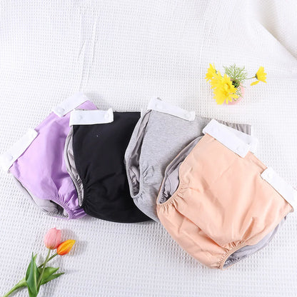 AIO Adjustable Easy To Wear Adult Diapers Washable Cotton Incontinence Cloth Diaper Elderly Diapers Leak proof Underwear