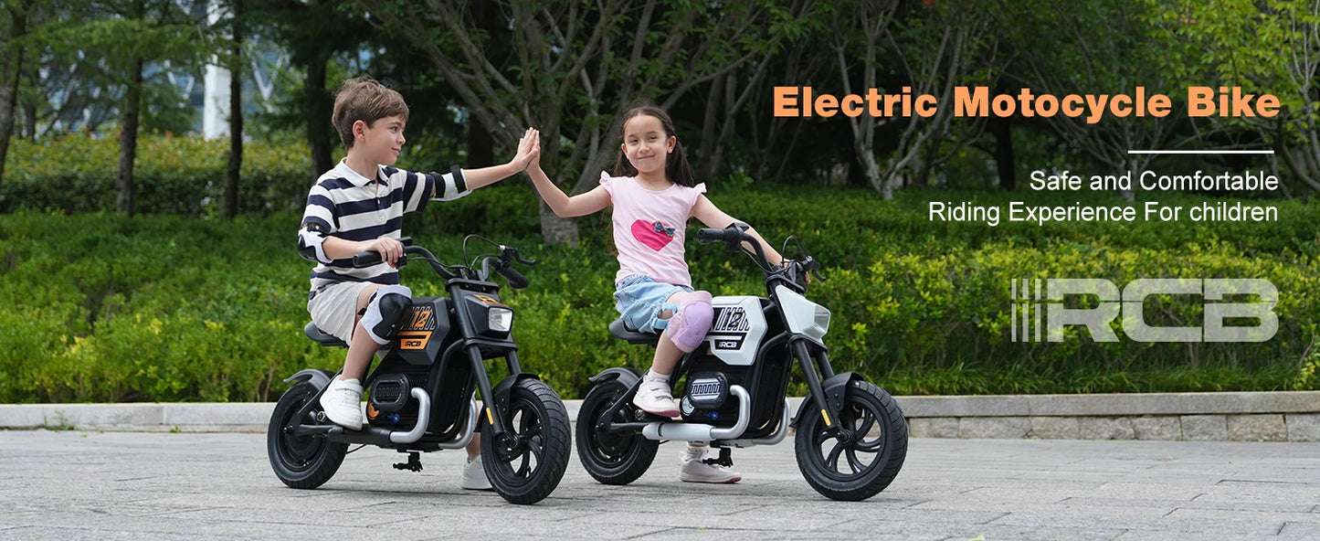 RCB KIDS Kids Electric Motorcycle R9, 200W 24V Rechargeable Ride On Toy, 3 Speed Adjustable, Bluetooth Music LED Light, Max Load 80kg, Outdoor Racing Toy for Children 6+