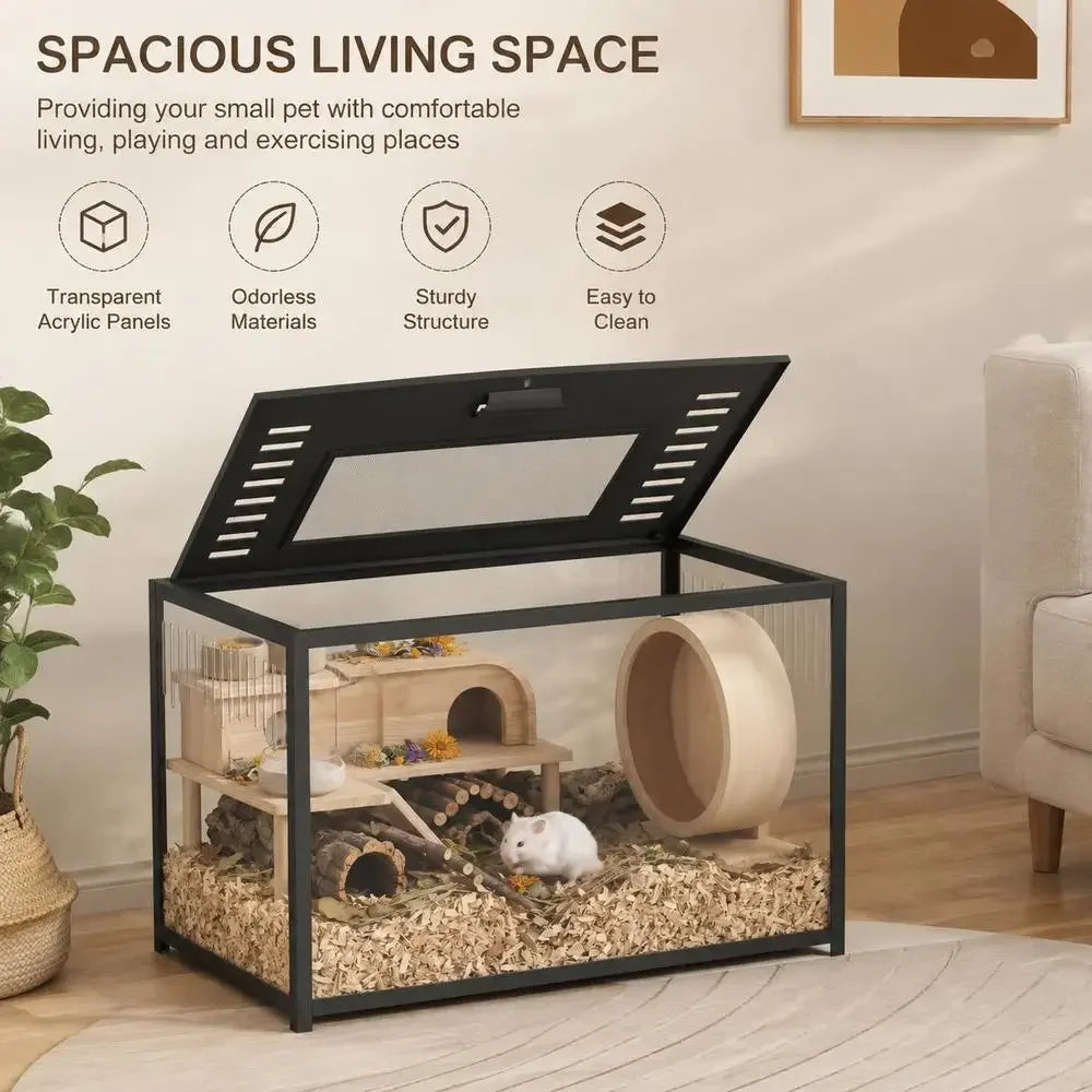 Hamster Cage 80 X 45 X 50 Cm with Deep Base and Two Access Openings for Digging Habitat Home Pet Small Animal House