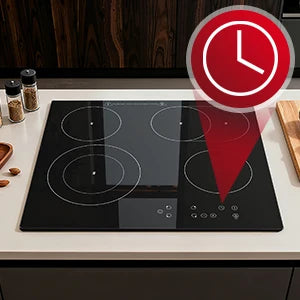 2-Zone Ceramic Hob, 3000W with Child Lock, 9 Heat Levels, 1-99min Timer, Black (CE Certified)