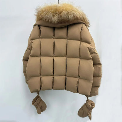 Women's winter jacket New detachable fox fur collar down coats for winter 2025 white duck down filled warm thick coat outerwears