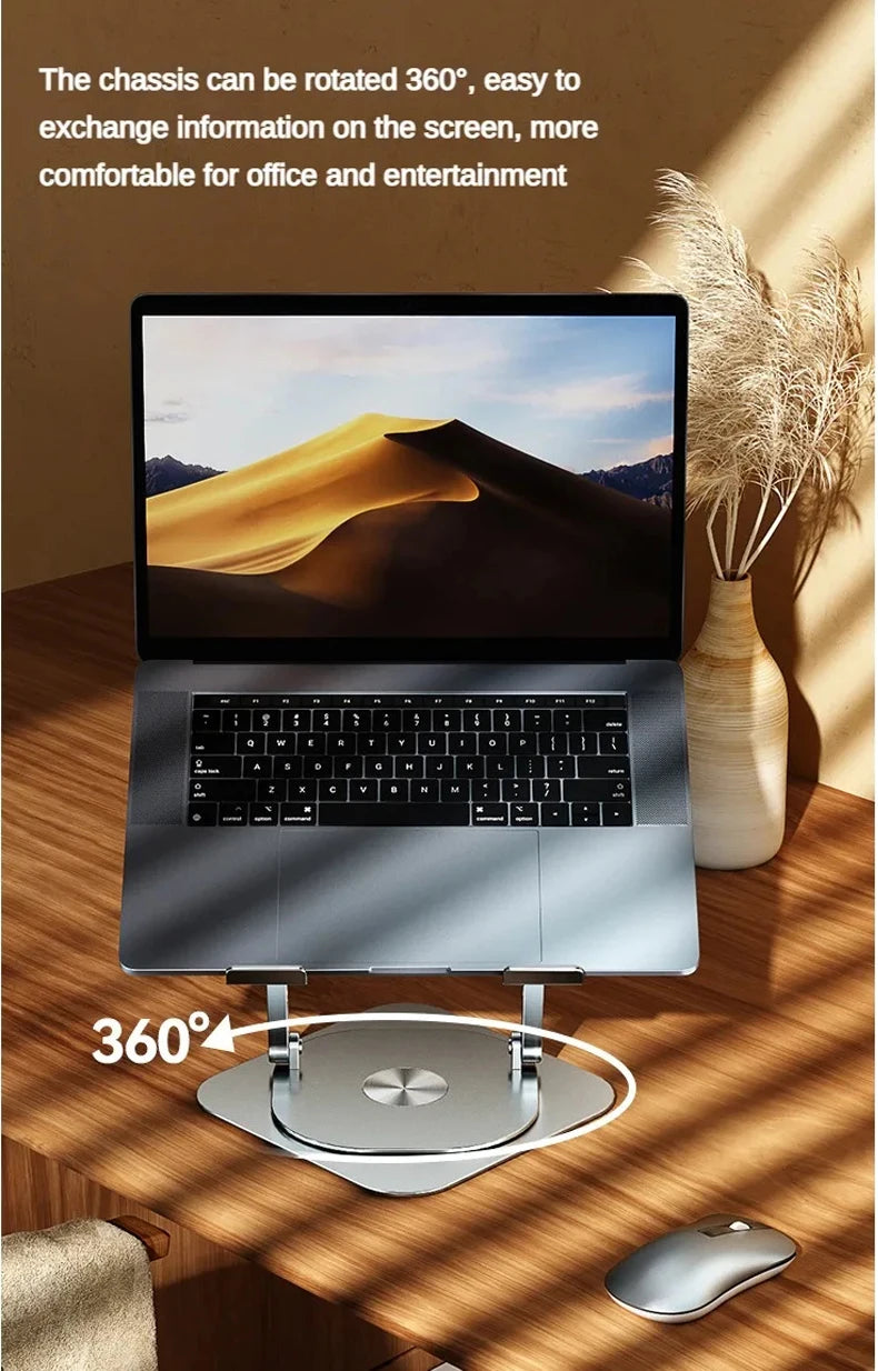 Laptop Stand 360° Rotatable Aluminum Alloy Tablet Cooling Stand with Folding Fan Radiator Support Lift Anti-skid for 7-17 Inch