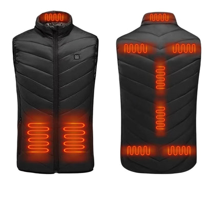 Men USB Infrared 17 Heating Areas Vest Jacket Men Winter Electric Heated Vest Waistcoat For Sports Hiking Oversized 5XL