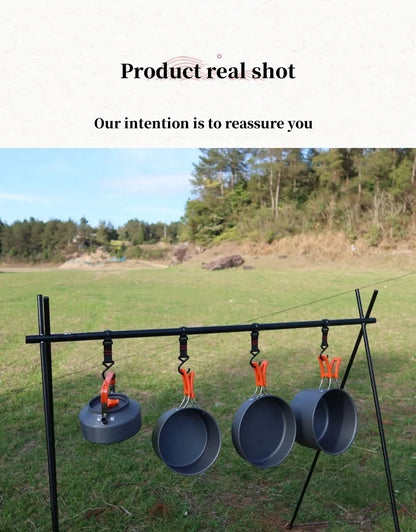 Camping Cookware Cooking Kettle Pot Hiking Picnic Equipment Portable Frying Pan Hanging Pot, Hiking Picnic Tableware