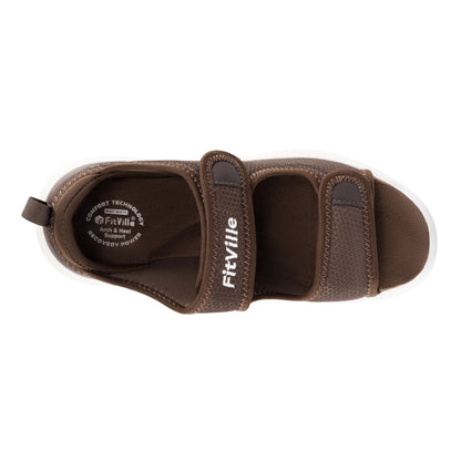 FitVille Men'S Sandals Summer Flat Shoes Widened Elderly Casual Shoe Breathable Lightweight For Plantar Fasciitis Pain Relief