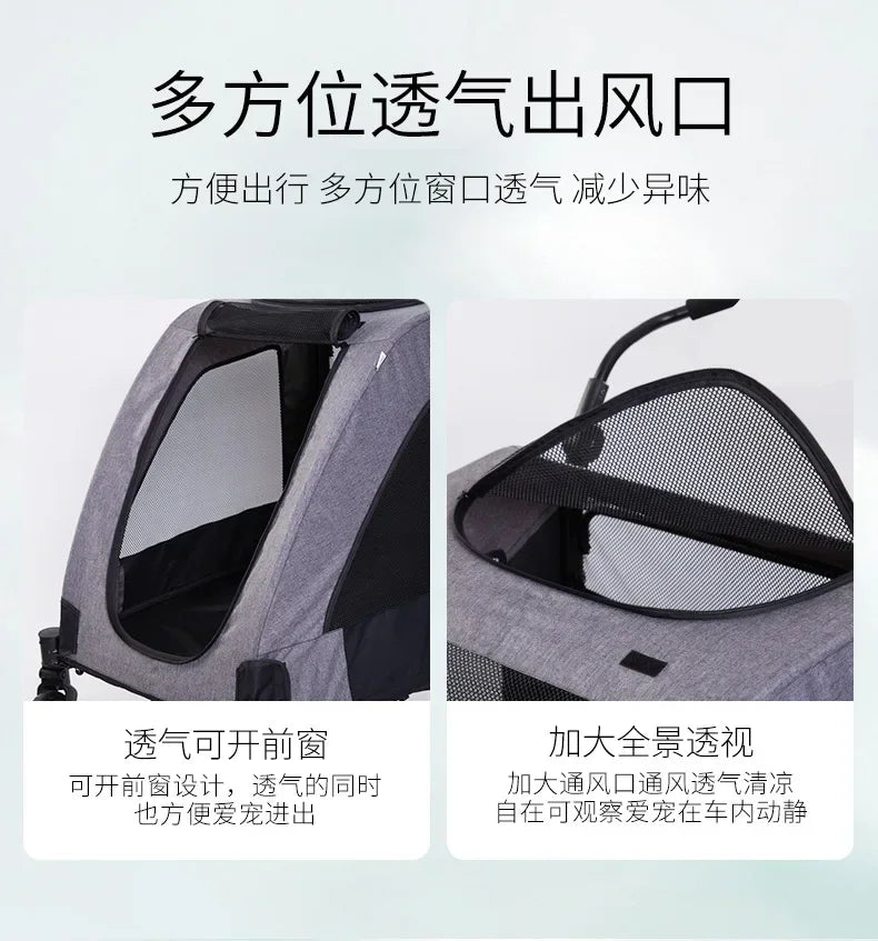 2027functional medium and large pet carts for outdoor travel, large size walking dog carts, portable and foldablePet Strollers