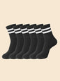 6/10 Pairs Men's Socks Spring Autumn Simple Casual Black White Striped Socks Breathable Mid Tube Sock High-quality Round Neck