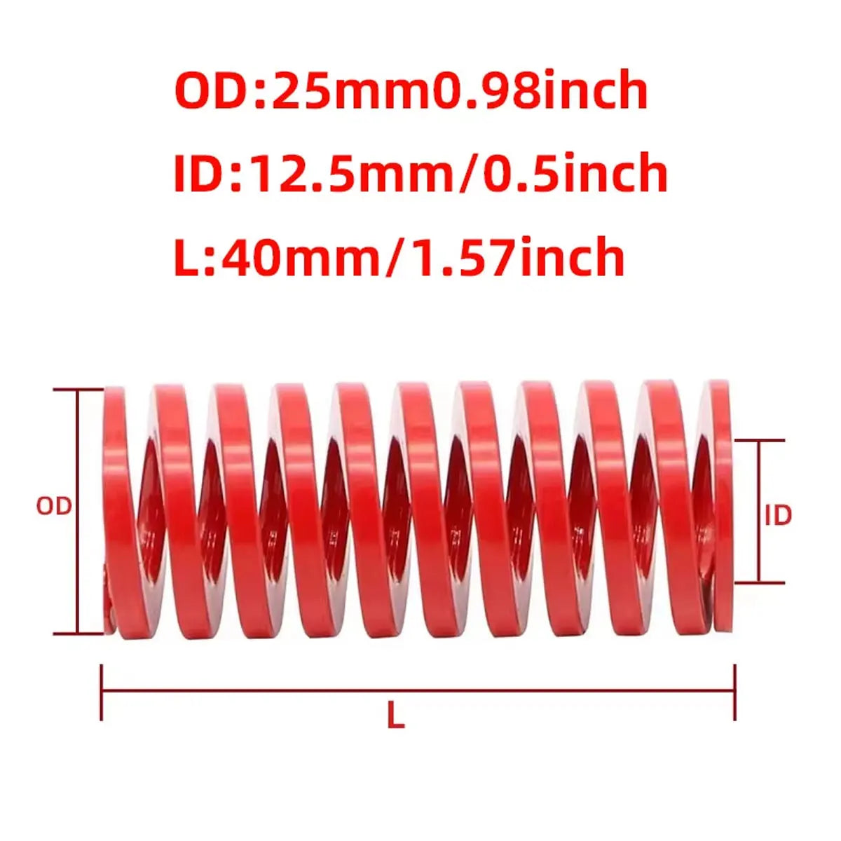2PCS For Car Rear Trunk Tailgate Strut Support Lift Bars Tools OD 25mm Red Die Spring Compression Spiral Stamping Spring