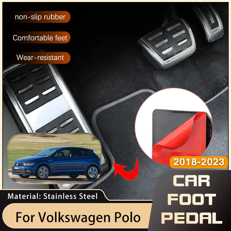 for Volkswagen VW Polo Virtus 2018~2024 Accelerator AT MT Car Pedals Gas Brake Footrest Stainless Steel Non-slip Pedal Cover Pad