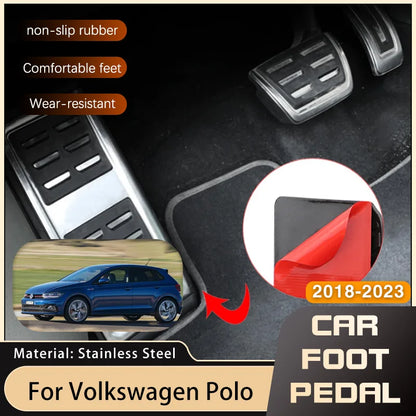 for Volkswagen VW Polo Virtus 2018~2024 Accelerator AT MT Car Pedals Gas Brake Footrest Stainless Steel Non-slip Pedal Cover Pad