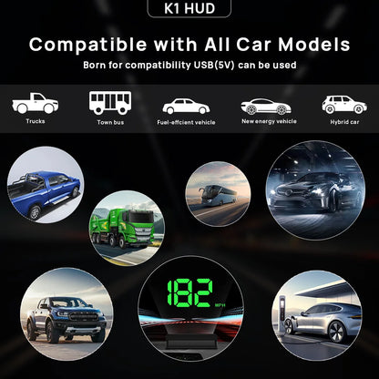 KWHUD HUD Head-up Display Car GPS Digital Speedometer Universal Speed Windshield Projector Plug&Play Auto Electronic Devices