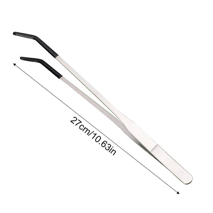 2pcs Bent Tip Tweezers For Crafts Stainless Steel Straight And Curved Nippers Tweezers Feeding Tongs For Reptile Lizards Spider