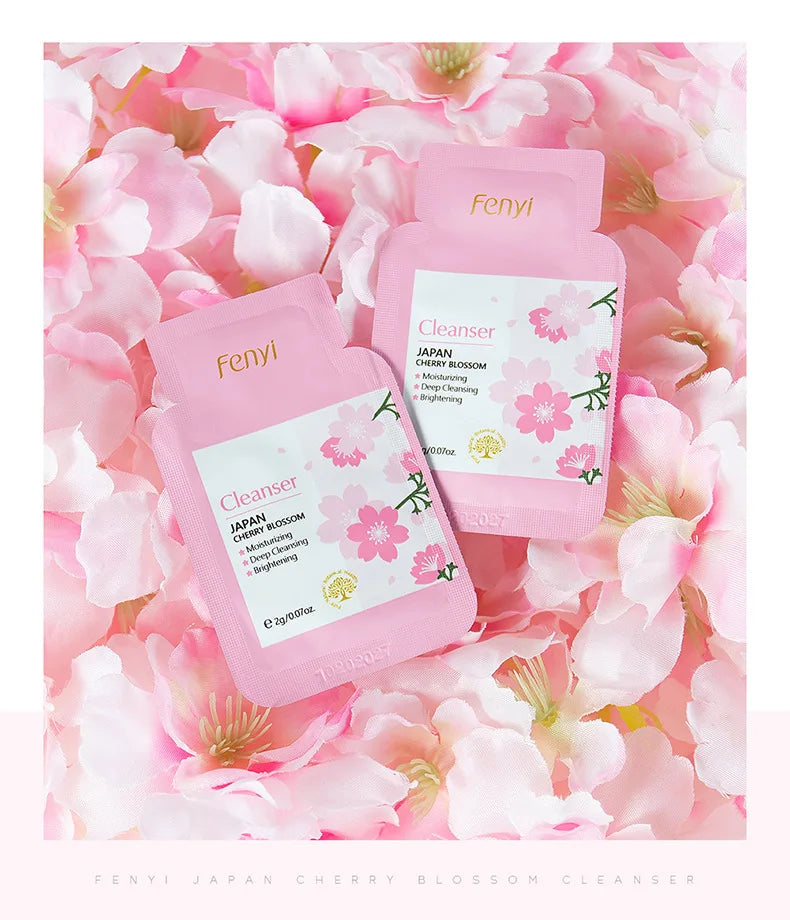 40pcs Face Skin Care Set Cherry Blossom Essence Moisturizing Cream & Collagen Eye Cream & Face Toner & Cleanser Portable Kit