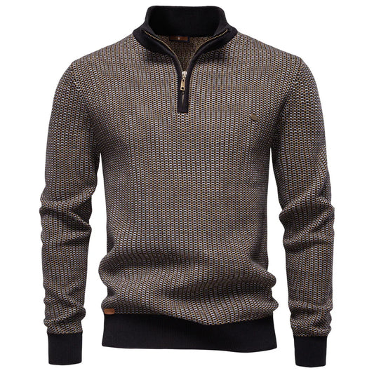 European New Fashion Autumn Winter Men's Thicken Casual Trendy Half Zipper Knitted Pullovers Male Simple Wool Sweaters Clothes