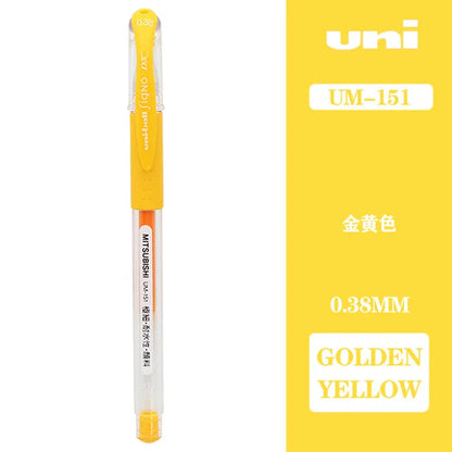 Japan Uni UM-151 Gel Pen 0.38mm Bullet Tip Writing Smooth Student Notes Special School Supplies 20 Colors Available Stationery