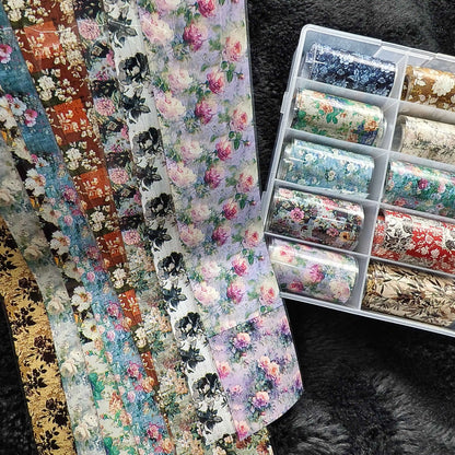 10Rolls Halloween  Flower Plaid Angel Marble  Bow Nail Foils Transfer Paper  Nail Art Stickers   Decal  Nails Decoration