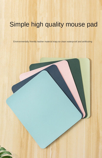 Simple Solid Color PU Leather Mouse Mat Anti Slip Waterproof Mouse Pad School Family Supplies Desk Set For Laptops PC Computer