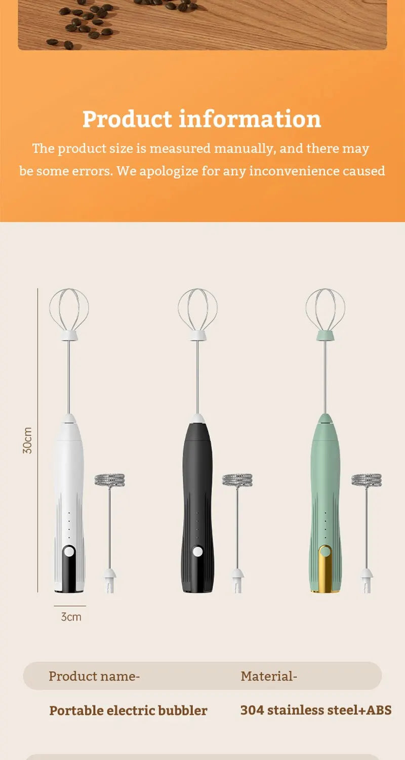 Mini Electric Milk Foamer Blender Wireless Coffee Whisk Mixer Handheld Egg Beater Cappuccino Frother Mixer Kitchen Whisk Tools