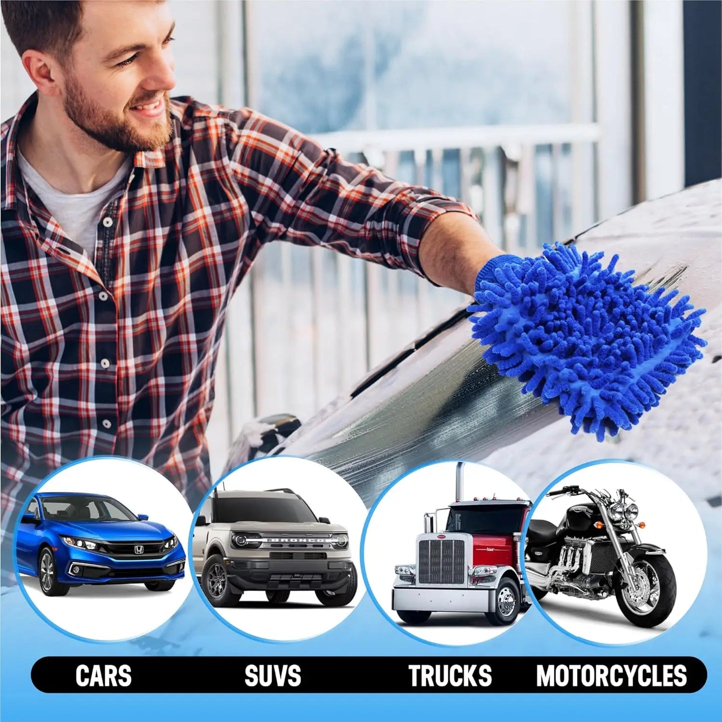 Microfiber Car Wash Cloth Gloves Automotive Double-sided Cleaning Drying Towels Thicken Chenille Vehicle Window Glass Supplies