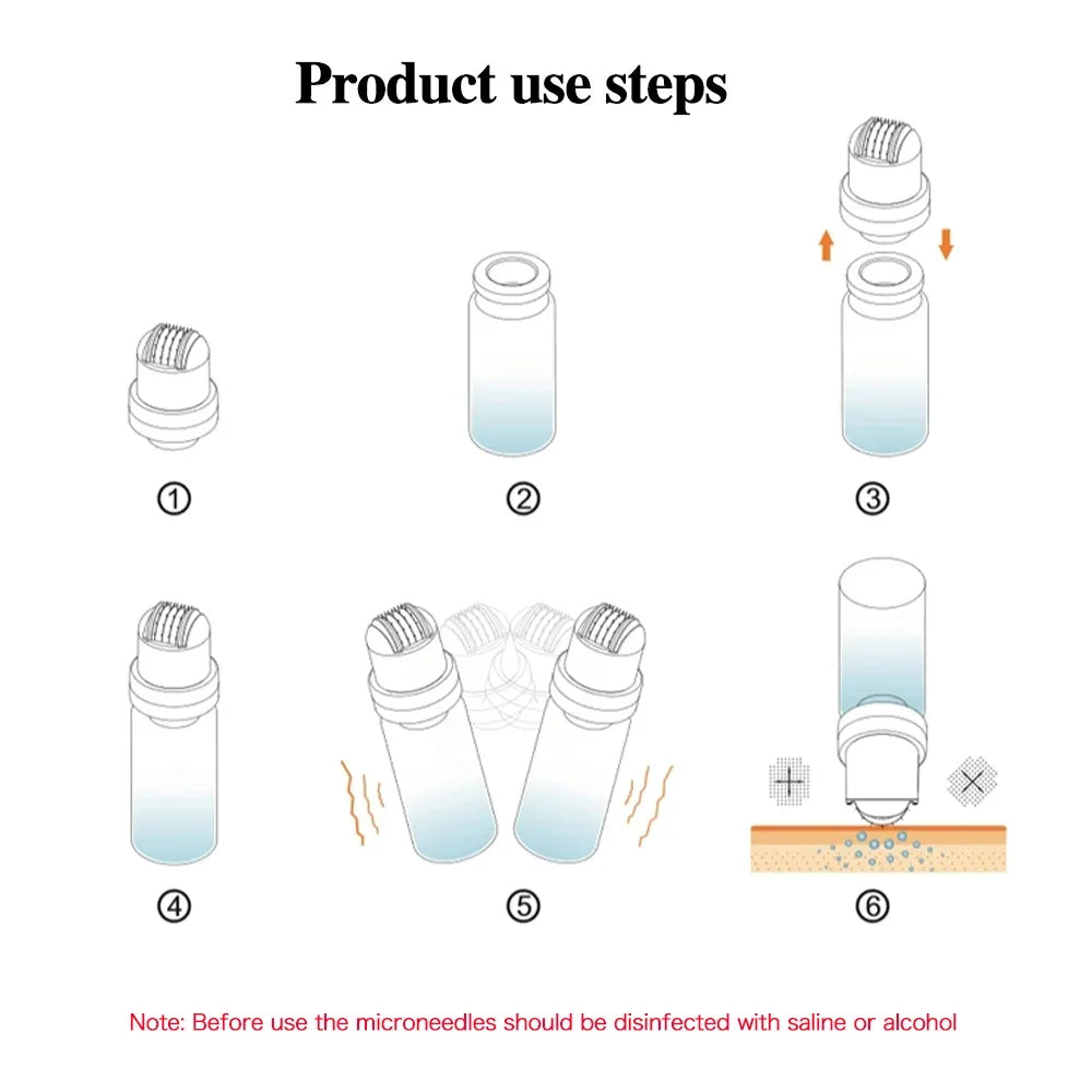 1Pcs 64needles Microneedle with 10ml Bottle Beauty Skin Repair Microneedling Tool