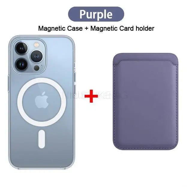 For Magsafe Magnetic Wireless Charging Case For iPhone 15 11 12 13 14 Pro MAX Mini XR XS 7 Plus Leather Wallet Card Holder Cover