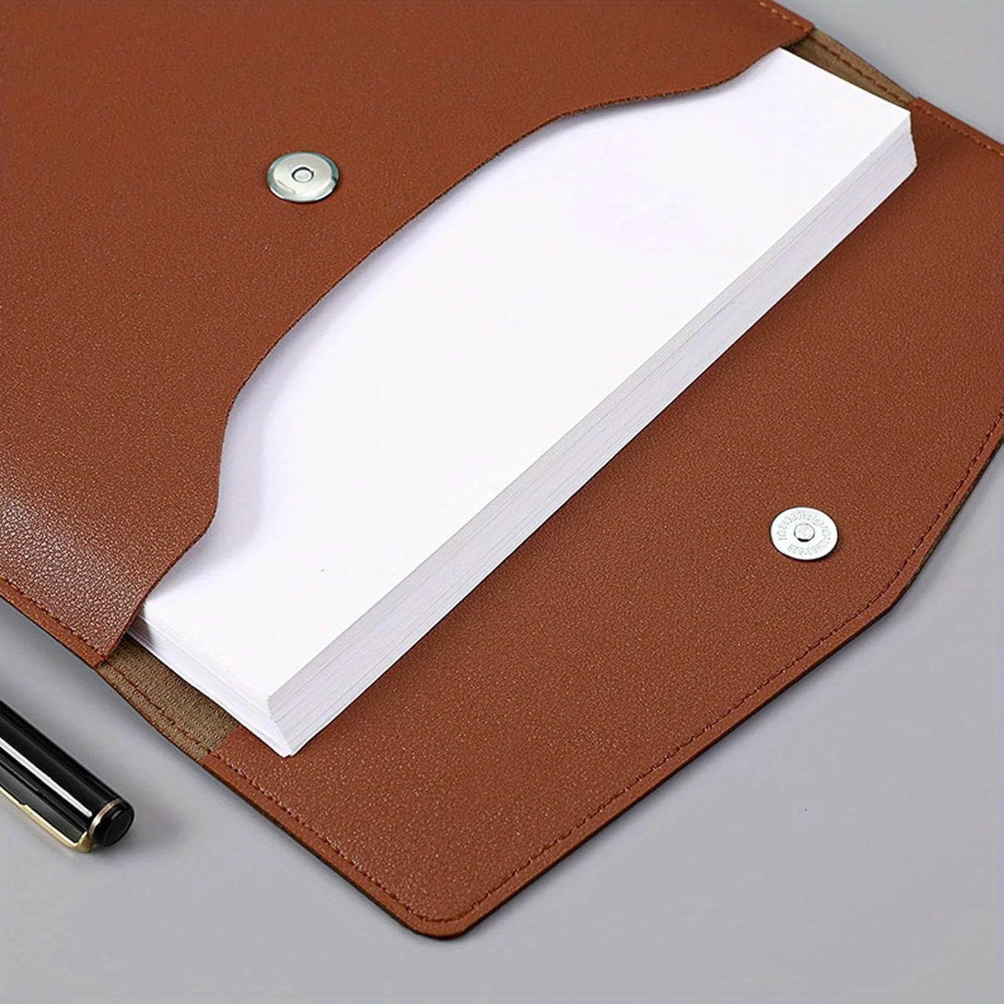 A4 Leather File Folder Simple Large Capacity Document Bag Fashion Briefcase Data Contract Bill File Bag Office Paper Organizer