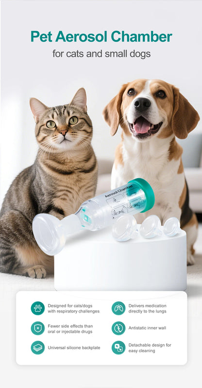 Cat Aerosol Chamber Pet Dog Portable Inhaler Spacer With Breathing Indicator Silicone Mask For Veterinary Equipment Vet Clinic