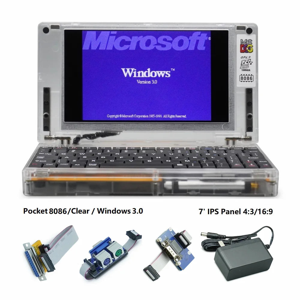 Pocket8086 DOS Computer Windows3.0 8086CPU IBM PC-X Compatible Notebook VGA Graphics Card 768KB RAM 512MB Storage Retro Computer