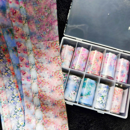 10Rolls Halloween  Flower Plaid Angel Marble  Bow Nail Foils Transfer Paper  Nail Art Stickers   Decal  Nails Decoration