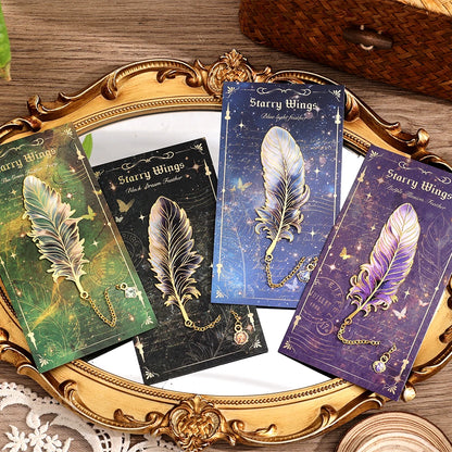1 pc Metal Bookmarks with Chain Pendant Colorful Feather Design Unique Gifts for Book Lovers Writers Students Teachers Holiday