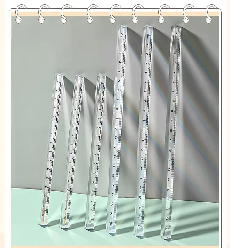15cm /20 Cm Simple Transparent Triangular Straight Ruler Kawaii Tools Stationery Cartoon Drawing Gift Office School Measuring