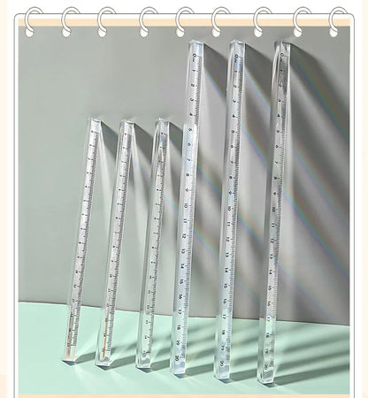 15cm /20 Cm Simple Transparent Triangular Straight Ruler Kawaii Tools Stationery Cartoon Drawing Gift Office School Measuring