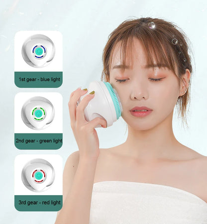 Electric Bath Brush 5-in-1 Long Handle Rechargeable Spin Body Facial Scrubber Back Rubbing Cleaning  Massage Spa Shower Brush