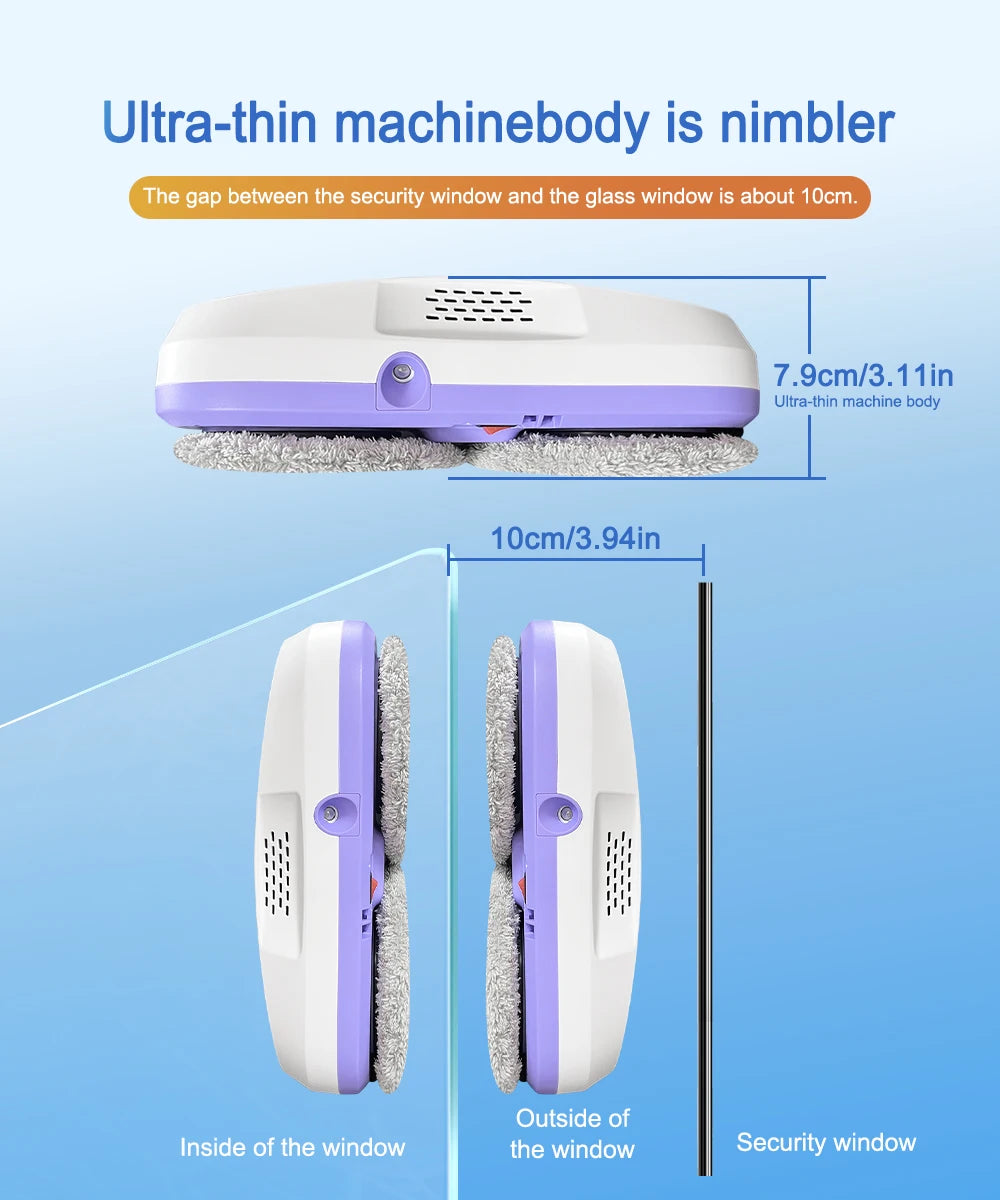 Smart Window Cleaning Robot with Dual Water Spray, Auto Robot Window Cleaner Edge Detection Remote Robotic Windows Washer