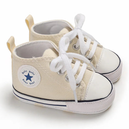 Print Star Sports Baby Canvas Classic Sneakers Newborn Baby Boys Girls First Walkers Shoes Infant Toddler Anti-slip Baby Shoes