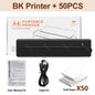 A4 Wireless Bluetooth PDF Printer Mini Portable Thermal Mobile Maker For Home Office PDF Photo Print with 50pcs Thermal Paper