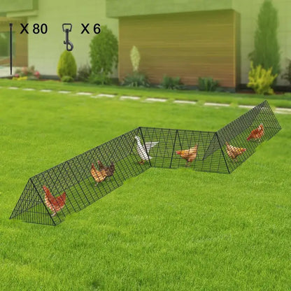 Portable Chicken Tunnel 729x200x61.5 cm, Outdoor Run with Corner Frame, 2 Sets, for Chickens Ducks Rabbits