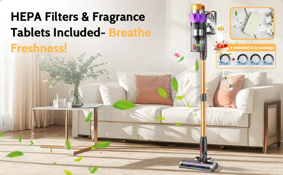 Daccormax 65KPa Cordless Stick Vacuum,Stick Vacuum with Smart Touch Screen,3-Speed Adjustable,Powerful Cleaning for Home