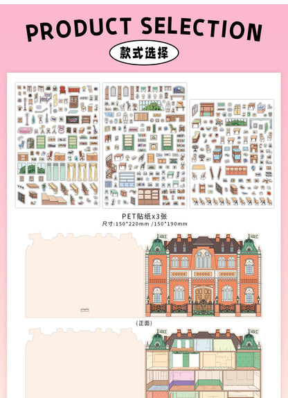 Kawaii College of Fine Arts 3D Candy Apartment Landscape Sticker  DIY Pocket Cabin Scene festival gift