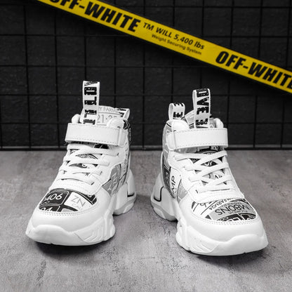 Children Shoes Boy Sneakers Fashion Print Luxury Designer High Top Sneakers Kids Tenis Shoes Boy Sports Casual