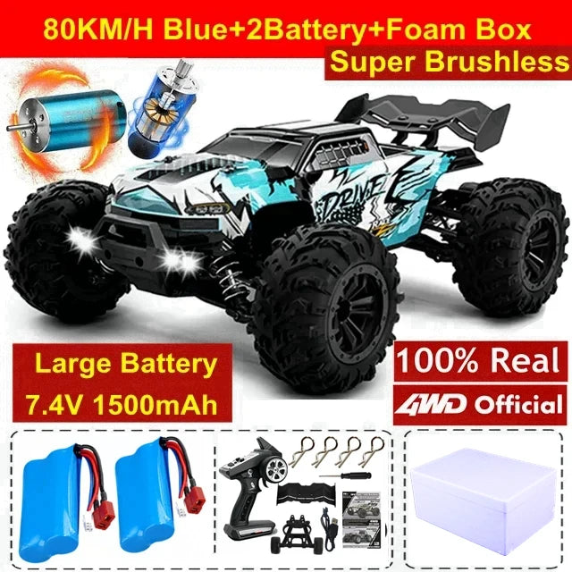 4WD 1:16 80KM/H Super Brushless 50KM/H Brushed RC Car 4x4 Off Road Remote Control High Speed Drift Racing Truck Buggy Toy Gift