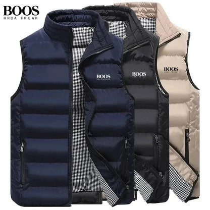 Men's Embroidery Brand High Quality Warm Vest Vest, Autumn and Winter Luxury Fashion Brand, Sleeveless Outdoor Windproof Jacket