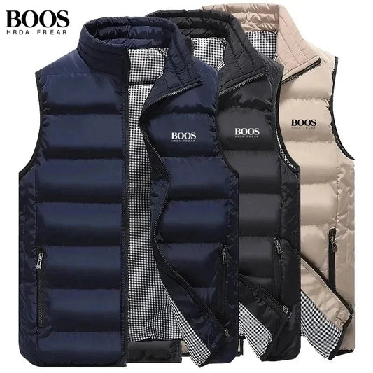 Men's Embroidery Brand High Quality Warm Vest Vest, Autumn and Winter Luxury Fashion Brand, Sleeveless Outdoor Windproof Jacket