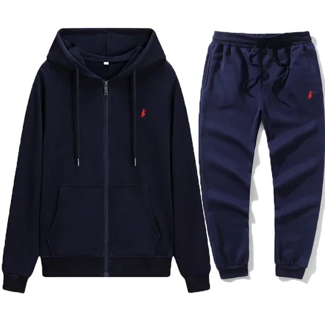 Autumn and Winter 2025 new Men's sportswear set, a fashionable outdoor zipper warm men's casual sweatshirt + pants 2-piece set