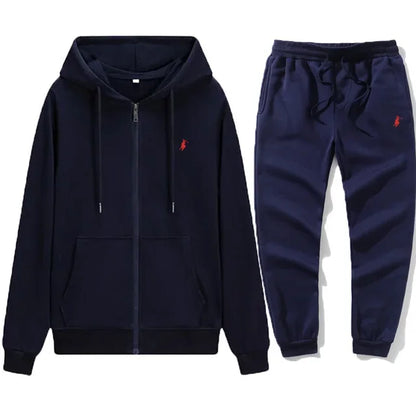 Autumn and Winter 2025 new Men's sportswear set, a fashionable outdoor zipper warm men's casual sweatshirt + pants 2-piece set