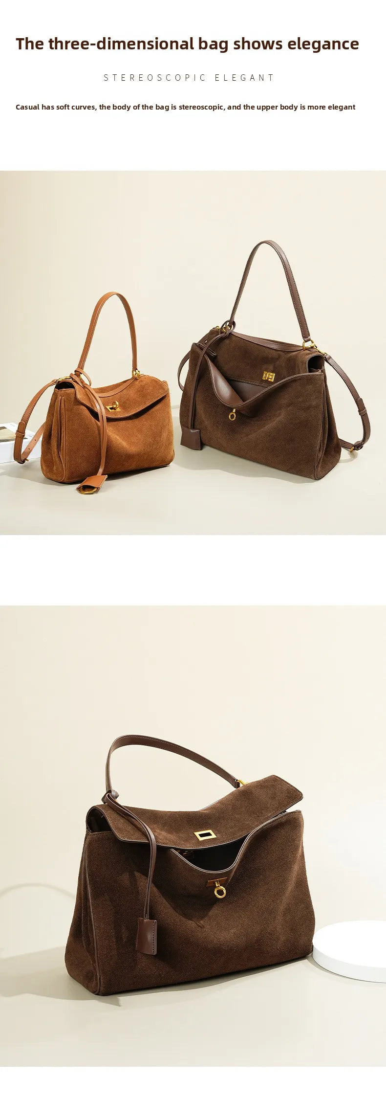 Large Capacity Autumn Winter Suede Leather Tote Bag Frosted Cowhide High-Grade Shoulder Bag for Women